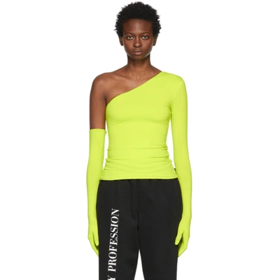 VETEMENTS YELLOW SINGLE-SHOULDER GLOVE T-SHIRT