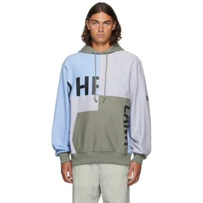 Helmut Lang Grey & Blue Patchwork Hoodie In Periwinkle/vapor/fog