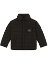 Dolce & Gabbana Padded Logo-patch Shirt Coat In Black