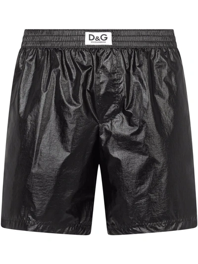 Dolce & Gabbana Logo-patch Swimming Shorts In Black