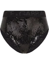 Dolce & Gabbana High-waisted Sequin-embellished Briefs In Black