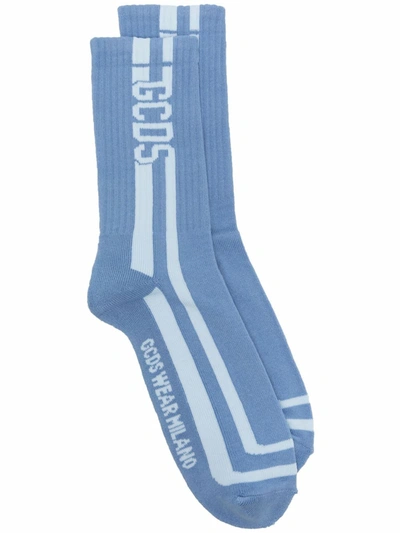 Gcds Logo-print Socks In Blue
