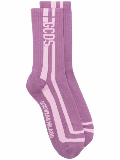 Gcds Logo-print Socks In Purple