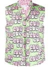 Comme Des Garçons Shirt X Kaws Graphic-print Reversible Gilet In Green