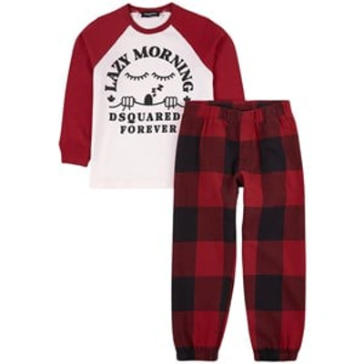 Dsquared2 Kids' Checkered Pajamas Red