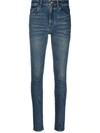 Saint Laurent High Waist Skinny Jeans In Blau