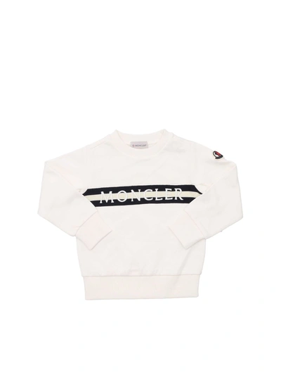 Moncler Teen Embroidered-logo Cotton Sweatshirt In White