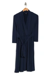 Love By Design Prescott Three-quarter Sleeve Faux Wrap Dress In Navy