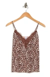 Melrose And Market Lace Cami In Beige Animal Print