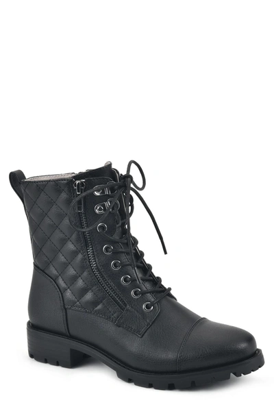 White Mountain Dashing Quilted Boot In Black/tumbled/smooth