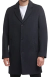 Cole Haan Classic Wool Blend Plush Notched Collar Coat In Dk Hthr Gr