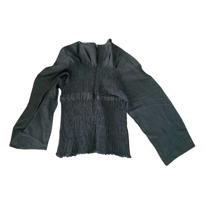 Pre-owned Totême Coripe Linen Blouse In Black