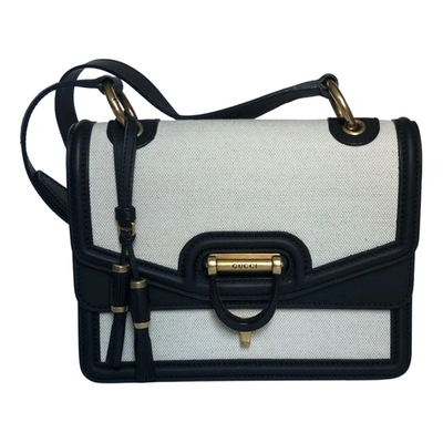 Pre-owned Gucci Stirrup Cloth Handbag In White