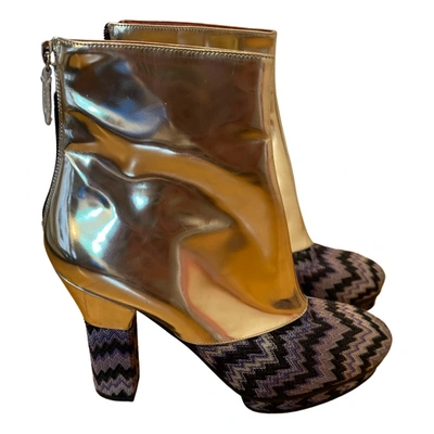 Pre-owned Missoni Cloth Ankle Boots In Gold