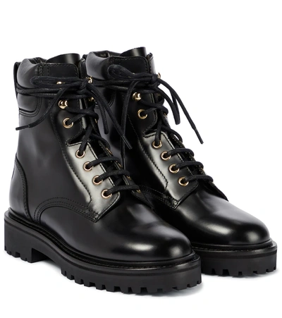 Isabel Marant Campa Leather Combat Boots In Black