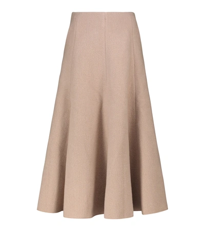 Gabriela Hearst Maureen High-rise Pleated Midi Skirt In Burgundy,grey