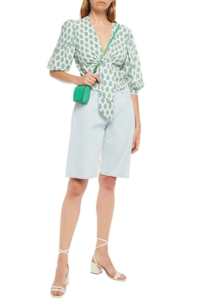 Sandro Namal Knotted Printed Woven Top In White