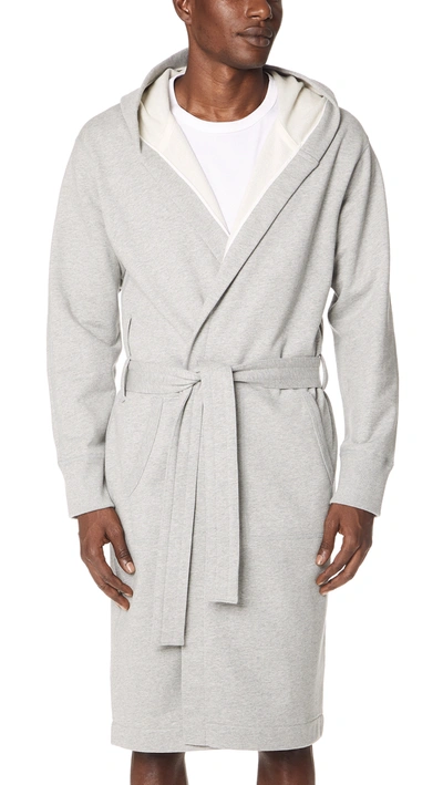 Reigning Champ Mélange Loopback Cotton-jersey Hooded Robe In Grey