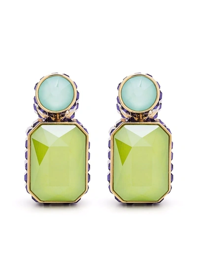 Swarovski Orbita Asymmetrical Octagon Cut Crystal Earrings In Grün