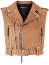 Giuseppe Zanotti Sleeveless Cropped Suede Biker Jacket In Neutrals