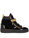 Giuseppe Zanotti Coby High-top Velvet Trainers In 蓝色