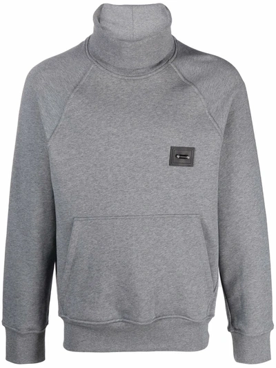 Neil Barrett Cotton Piercing-detail Rollneck Sweatshirt In Gray