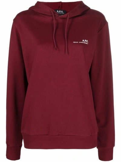 Apc Item F Sweatshirt In Bordeaux Cotton In Dark Red