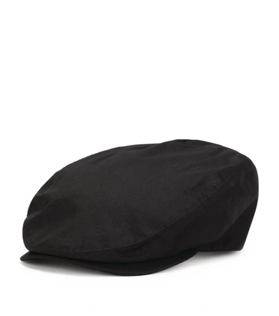 Dolce & Gabbana Logo Plaque Cotton Gabardine Flat Cap In Black