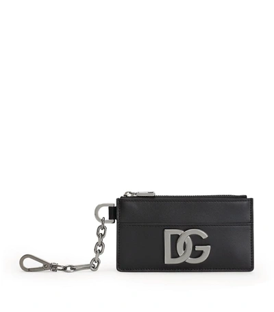 Dolce & Gabbana Leather Chain Card Holder In Multi