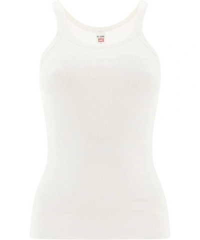 Re/done White Originals Ribbed Tank Top In Optic White