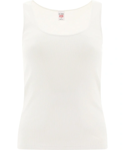 Re/done "90's" Ribbed Tank Top In White