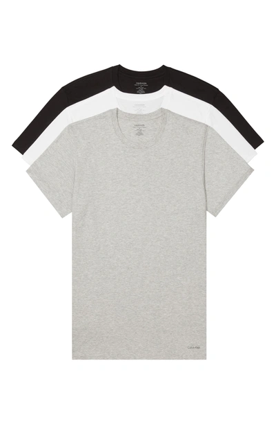 Calvin Klein 3-pack Cotton Crewneck T-shirt In Heather Grey/ White/ Black