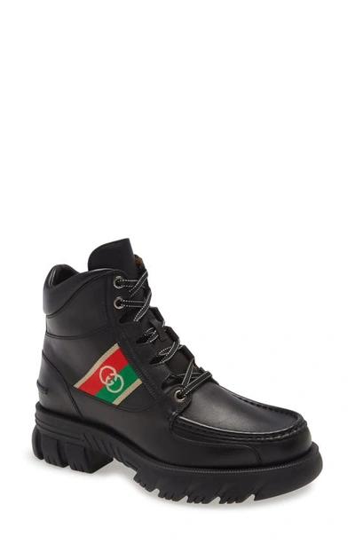 Gucci Romance Leather Lug Sole Boots In Multi-colored