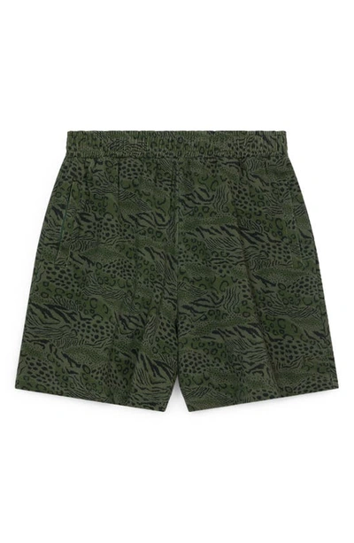 Kenzo Animal Print Cotton Shorts In Brown