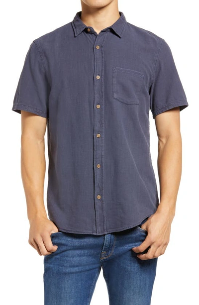 Marine Layer Selvage Pocket Short Sleeve Button-up Shirt In Indigo