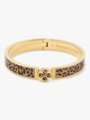 Kate Spade Gold-tone Spade Flower Printed Bangle Bracelet In Leopard