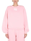 Alexander Wang T T By Alexander Wang Logo Print Crewneck Sweatshirt In Pink