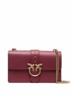 PINKO LOVE CLASSIC  RED LEATHER CROSSBODY BAG  WITH LOGO BUCKLE