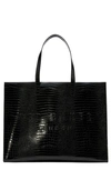 Ted Baker Allicon Croc Faux Leather Tote In Black