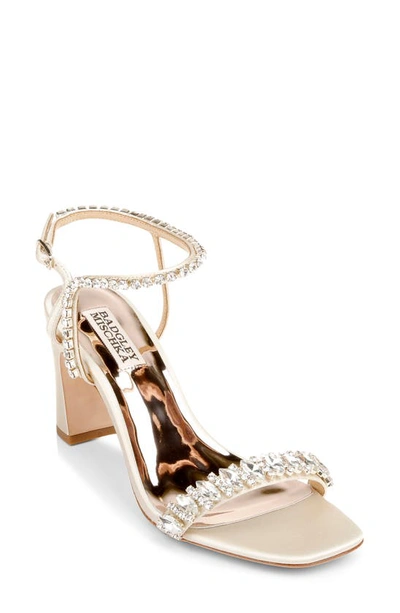 Badgley Mischka Women's Marilee Embellished Mid Heel Sandals In Ivory Satin
