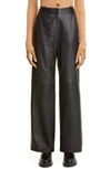 LOULOU STUDIO NORO HIGH WAIST WIDE LEG LAMBSKIN LEATHER PANTS,NORO