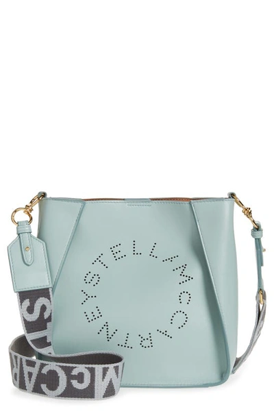 Stella Mccartney Perforated Logo Alter Napa Crossbody Bag In Dusty Blue