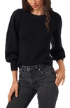 1.state Balloon Sleeve Crewneck Rib Sweater In Rich Black