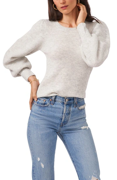 1.state Balloon Sleeve Crewneck Rib Sweater In Silver Heather