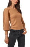 1.state Balloon Sleeve Crewneck Rib Sweater In Brown