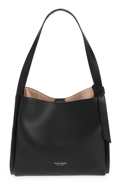 Kate Spade Knott Pebbled Leather Large Shoulder Bag In Black