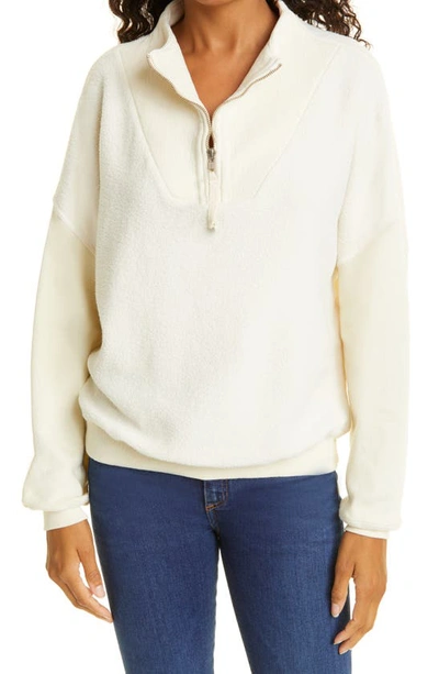 The Great Trail Mix Media Half-zip Cotton Blend Sweatshirt In Washed White