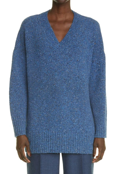 Lafayette 148 Donegal Cashmere & Wool Blend Sweater In Tile Blue Multi