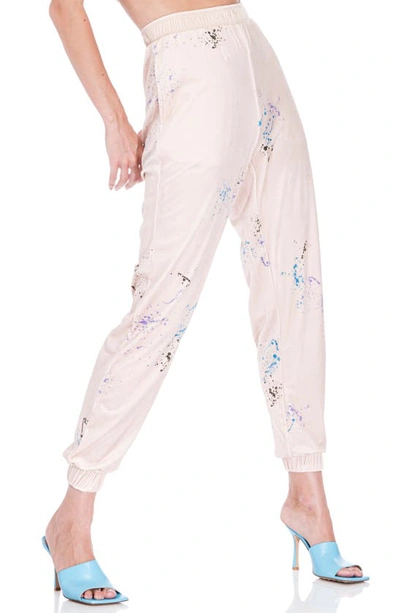 Afrm Pavlova High Waist Velour Joggers In Shifting Sand