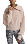 Varley Mentone Half-zip Cotton Sweater In Putty Pink